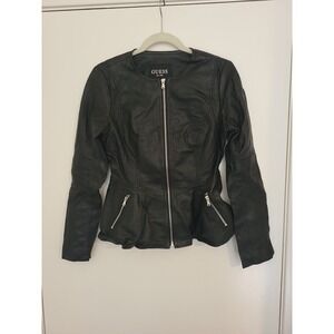 Guess Women's Black Faux Leather Jacket‎